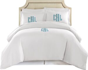 Personalized 3PC Duvet Cover Set – Custom Monogrammed Cotton Poly Ble...