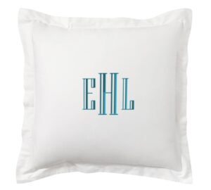 Embroidered Monogram Euro Pillow Sham – Egyptian Cotton, Personalized...