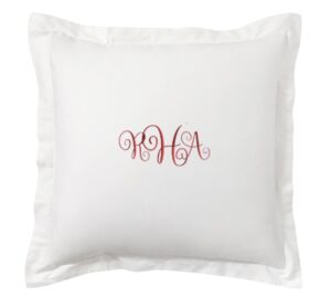 100% Organic Cotton Euro Pillow Shams Embroidered-Monogrammed 24x24-2...