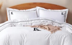 100 % Cotton Embroidered Border and Monogram Personalized Bedding - P...