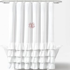 Personalized Ruffle Shower Curtain | Custom Farmhouse Bathroom Decor