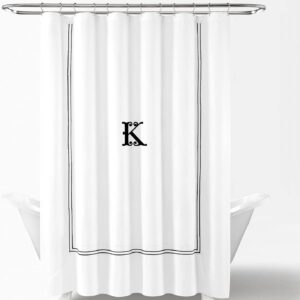 Embroidered White Shower Curtain – Personalized Hotel Style 72x72 Fabric Curtain