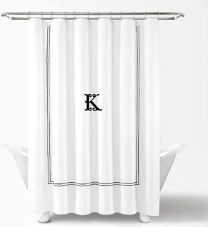 Embroidered White Shower Curtain – Hotel-Inspired Luxury | Custom Mon...