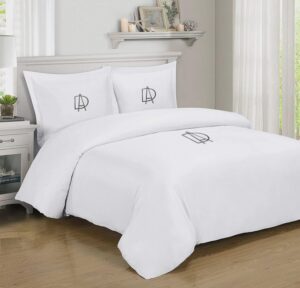 Embroidered Monogram Bamboo Duvet Cover Set - Personalized Bedding -...