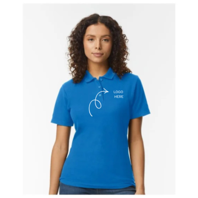 custom-logo-womens-softstyle-polo custom logo women’s Softstyle polo with embroidery for business uniforms and branded apparel
