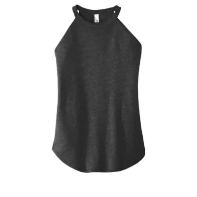 Women’s Perfect Tri Rocker Tank Black Frost Flat Front Women’s Perfect Tri Rocker Tank in black frost flat front view