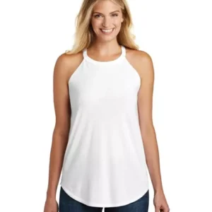 Women’s Perfect Tri Rocker Tank white front model view
