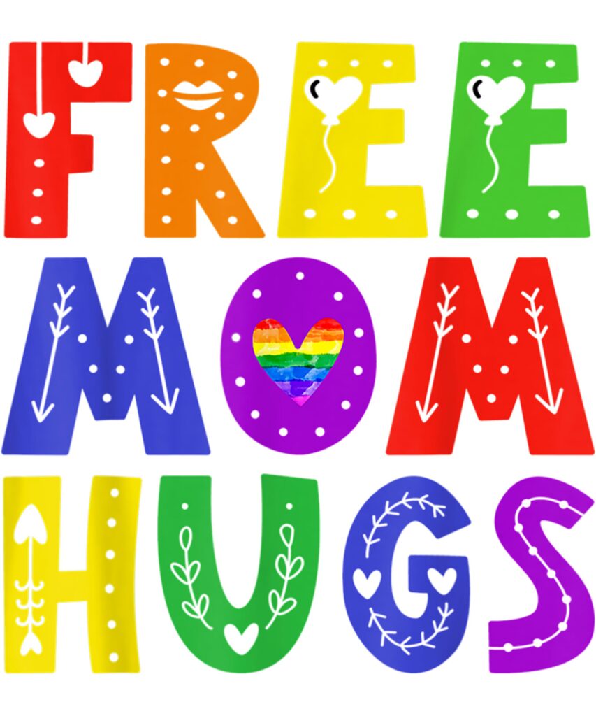 FREE MOM HUGS Tee Rainbow Heart LGBT Pride Month Long Sleeve T Shirt