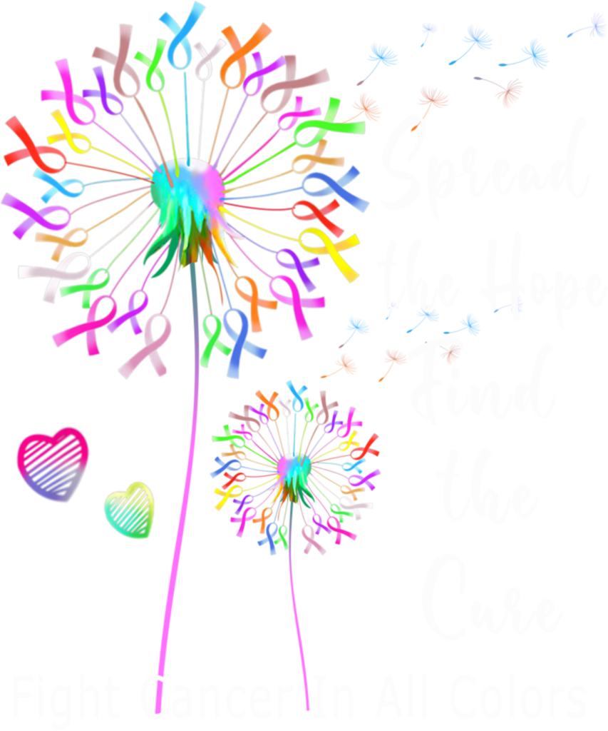 Cancer Awareness 118 Fight Cancer In All Color Ribbons Dandelion Flower Heart Long Sleeve T Shirt