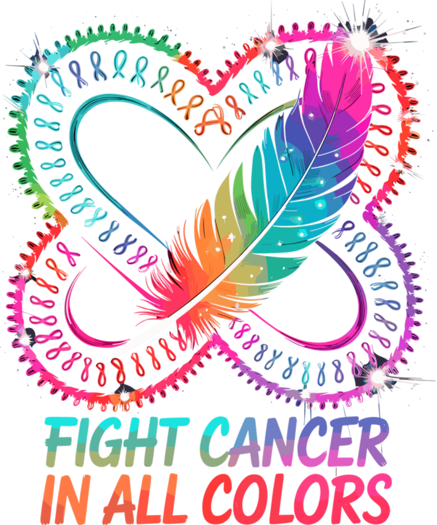 Cancer Awareness 133 Fight Cancer In Every Color Heart Rainbow Ribbons Tee Long Sleeve T Shirt 1