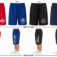 athletic mesh shorts mockup set with front leg logo and down leg print placement examples