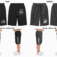 District V.I.T. Fleece Short mockup set with front logo placement and side down leg print examples in black and charcoal