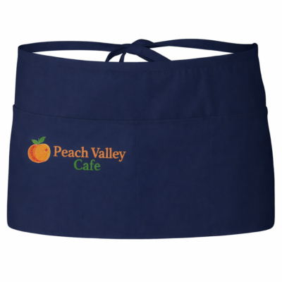 Custom embroidered waist apron with professional logo for restaurant, bar, and service staff uniforms
