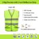 Safety green high visibility vest with storage bag and reflective strips