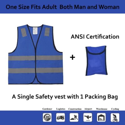 Safety Vest Features and Functionality High visibility safety vest with reflective strips zipper and pockets feature details