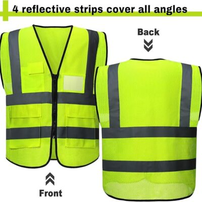 Custom Logo Safety Green Reflective Vest Custom logo safety green reflective vest for construction crews events and business branding