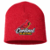 CP91 red knit beanie embroidered with Cardinal Electric logo for branded workwear, business uniforms, and promotional apparel