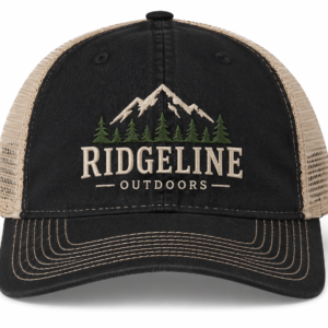 Custom vintage trucker cap with embroidered logo for branded apparel, business uniforms, and promotional wear