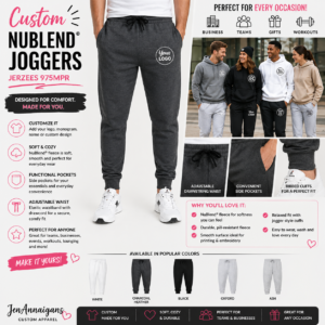Custom NuBlend joggers for logo branding monogram team and business apparel Jerzees 975MPR