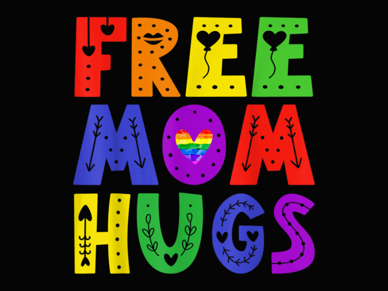 Pride 1 FREE MOM HUGS Tee Rainbow Heart LGBT Pride Month Long Sleeve T Shirt 1