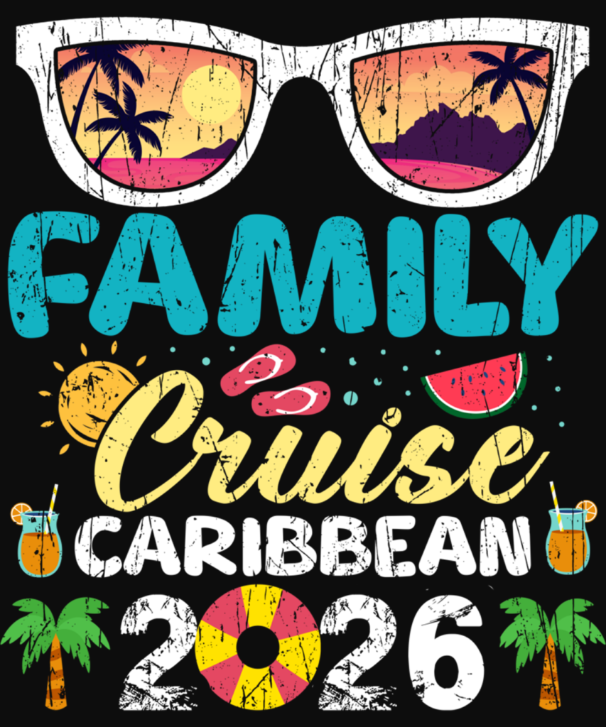 Family Cruise Caribbean Trip 2026 Cute Sunset Beach Sunglass Long Sleeve T Shirt 1