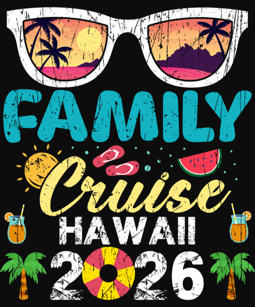 Family Cruise Hawaii Trip 2026 Cute Sunset Beach Sunglass Long Sleeve T Shirt 1