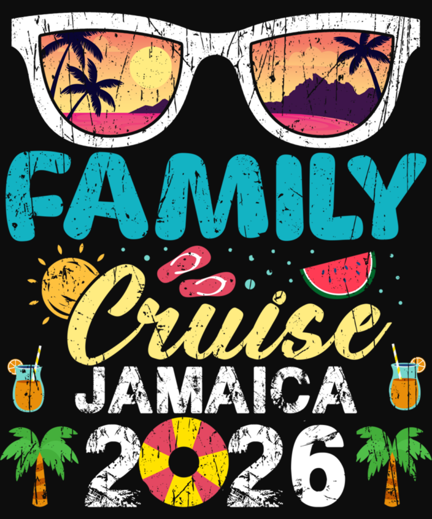 Family Cruise Jamaica Trip 2026 Cute Sunset Beach Sunglass Long Sleeve T Shirt 1