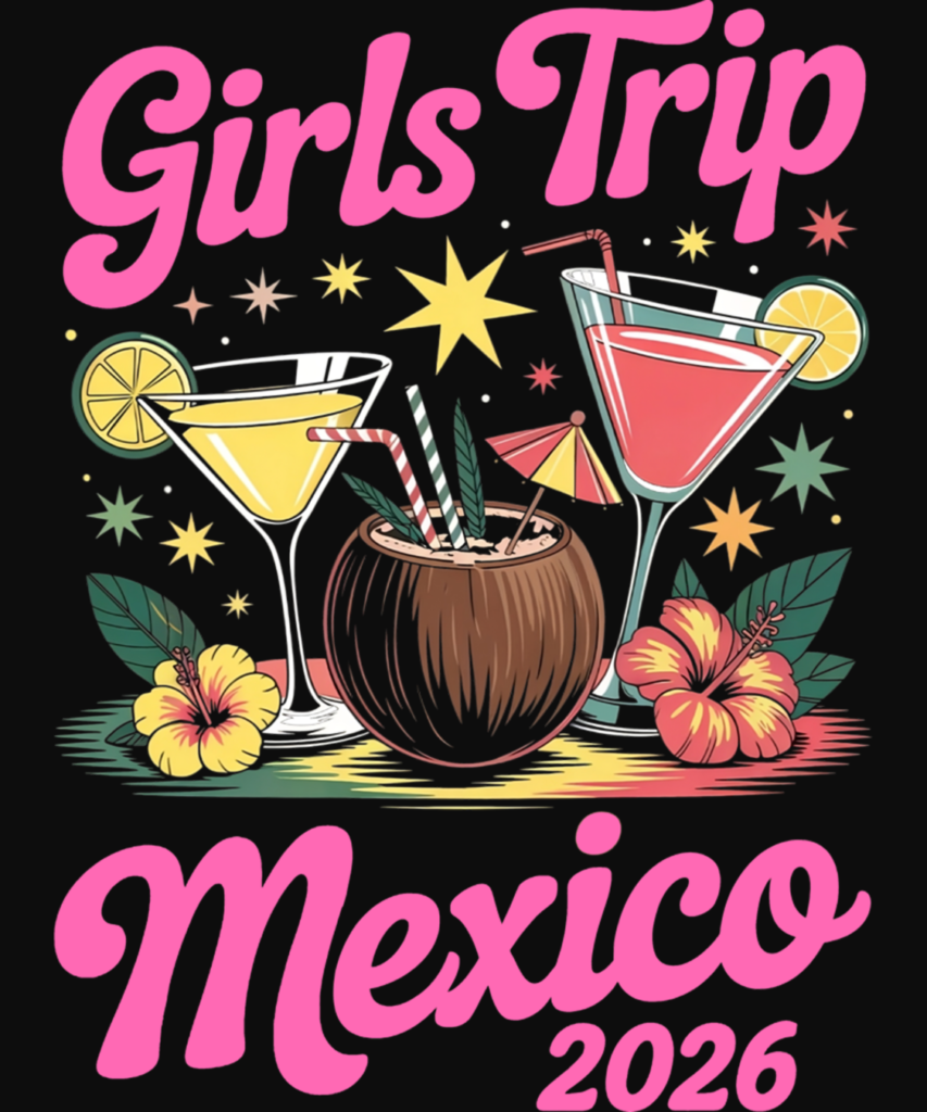 Girls Trip 2026 Mexico Weekend Birthday Besties Party Long Sleeve T Shirt 3