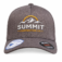 Heather gray Flexfit baseball cap with Summit Construction Co embroidered logo for custom branding, business uniforms, and workwear