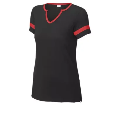 personalized-womens-notch-neck-shirt-custom-apparel-sport-tek womens custom notch neck tee with soft lightweight fabric for everyday comfort