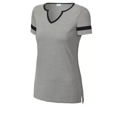 custom-womens-performance-notch-neck-shirt-lightweight-fabric breathable womens notch neck tee designed for comfort and custom apparel