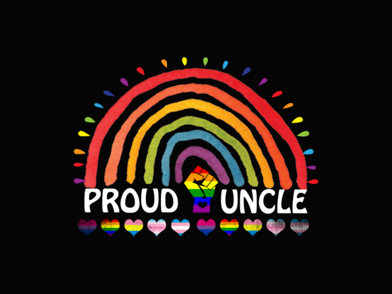 Pride 76 Proud Uncle LGBT Q Flag Rainbow Gay Pride Month For Mens Long Sleeve T Shirt 2