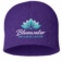 SPOT8 purple knit beanie embroidered with Bluewater Wellness Center logo for branded apparel, business uniforms, and promotional wear