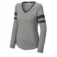 Women’s custom long sleeve V-neck tee with sporty raglan style
