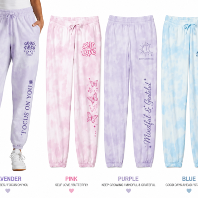 custom graphic tie dye sweatpants with personalized designs and positive quote apparel
