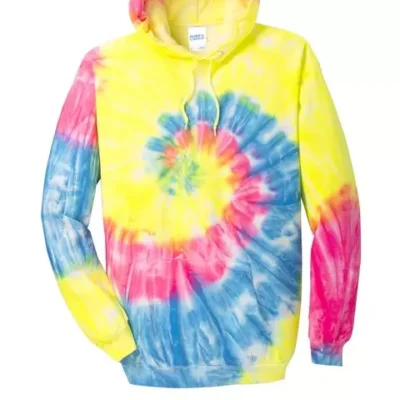 custom-printed-tie-dye-sweatshirt-unisex-style Port & Company tie dye hoodie customized for everyday wear and branding