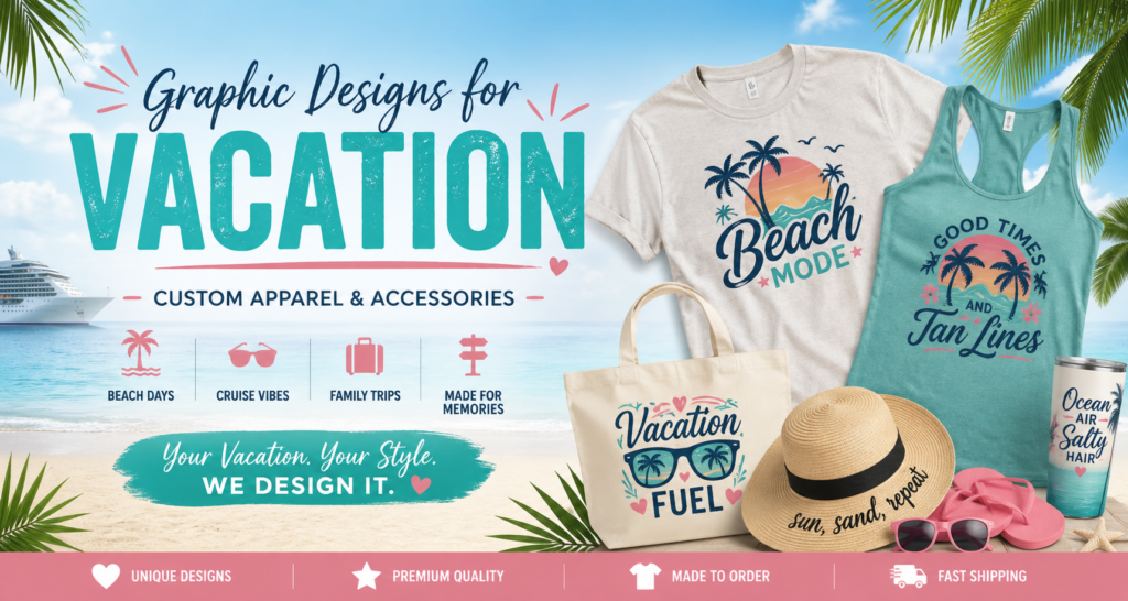 custom vacation graphic designs apparel banner