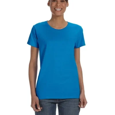 personalized-womens-basic-tee-for-custom-apparel custom Gildan 5000L womens heavy cotton t shirt designed for personalized apparel and everyday comfort