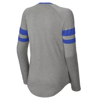 true-navy-vintage-heather-custom-womens-v-neck-stripe-tee Women’s custom long sleeve tee in a classic color style for personalized apparel