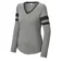 Custom Sport-Tek women’s halftime stripe long sleeve V-neck tee with raglan sleeves
