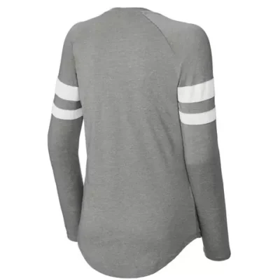 womens-long-sleeve-tee-stripe-sleeve-detail Custom women’s long sleeve V-neck tee with stripe detail and soft fabric blend