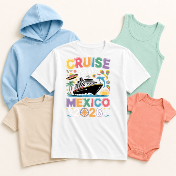 Apparel mockup featuring Mexico Cruise Together 2026 Retro Ship