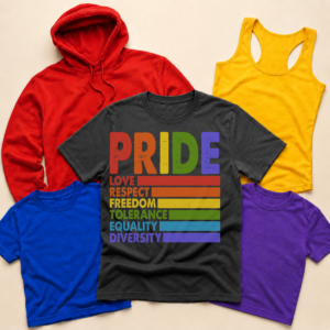Pride values distressed rainbow shirt tank tee sweatshirt hoodie mockup
