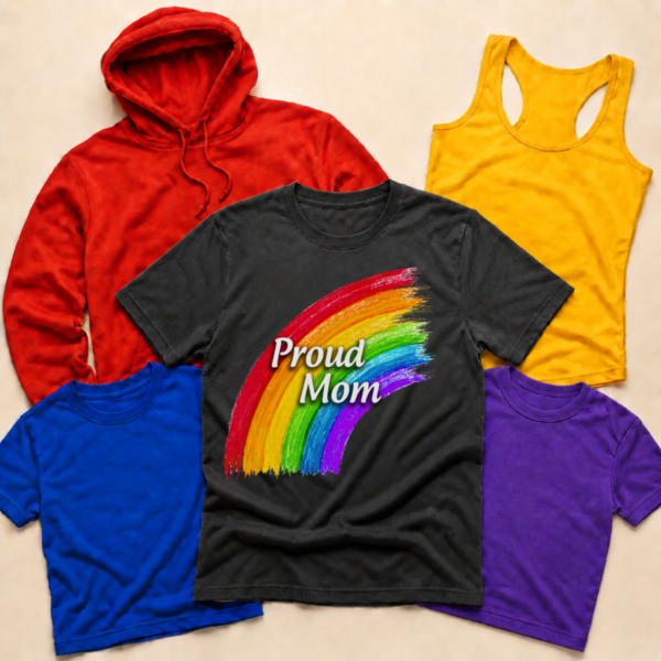 Proud mom rainbow brushstroke shirt tank tee sweatshirt hoodie mockup