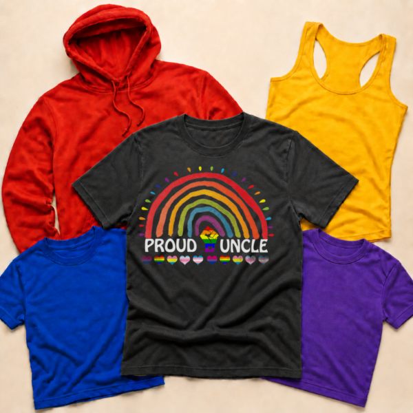 Proud uncle rainbow pride shirt tank tee sweatshirt hoodie mockup