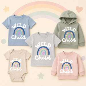 Rainbow heart toddler shirt five garment mockup corrected