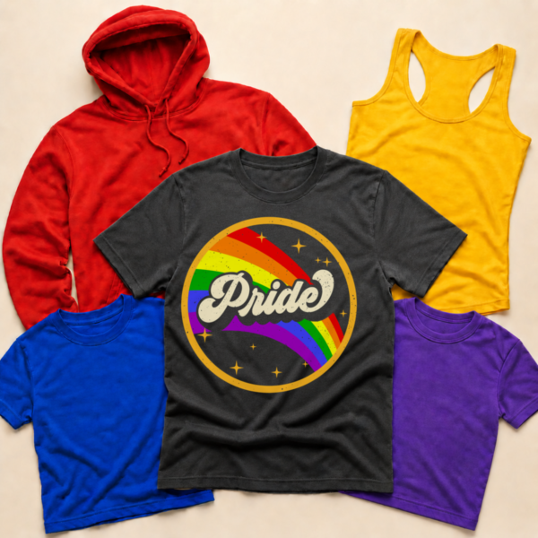 Retro rainbow pride circle shirt tank tee sweatshirt hoodie mockup