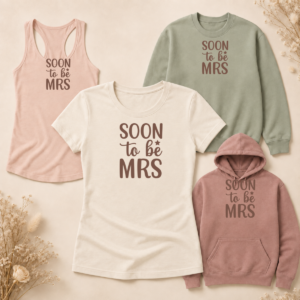 Apparel mockup featuring Soon to Be Mrs Bold Script