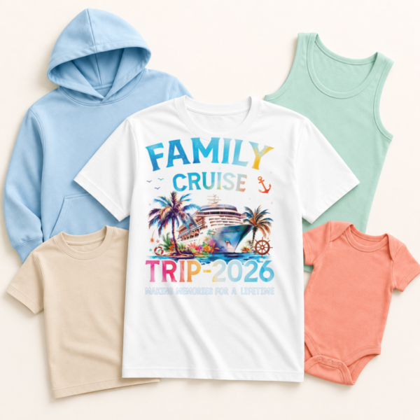 Apparel mockup featuring Tropical Family Cruise Trip 2026