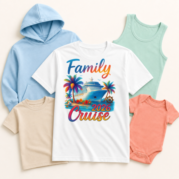 Tropical Ship Family Cruise 2026 Apparel Mockup Apparel mockup featuring Tropical Ship Family Cruise 2026